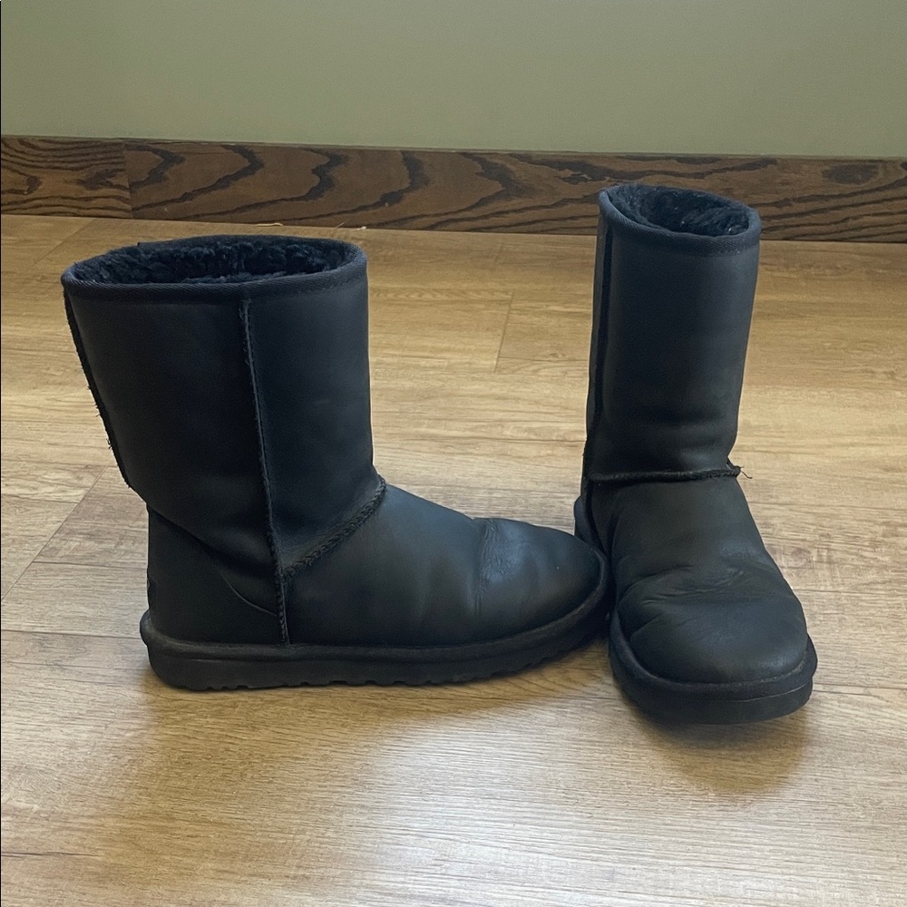 Classic Black Leather Ugg Boots